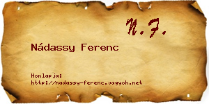 Nádassy Ferenc névjegykártya