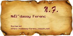 Nádassy Ferenc névjegykártya